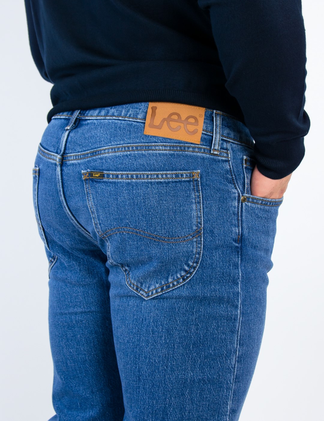 Lee Daren Zip Fly ανδρικό μπλε με ελαφρύ ξέβαμμα τζιν L707MWFW φωτογραφία